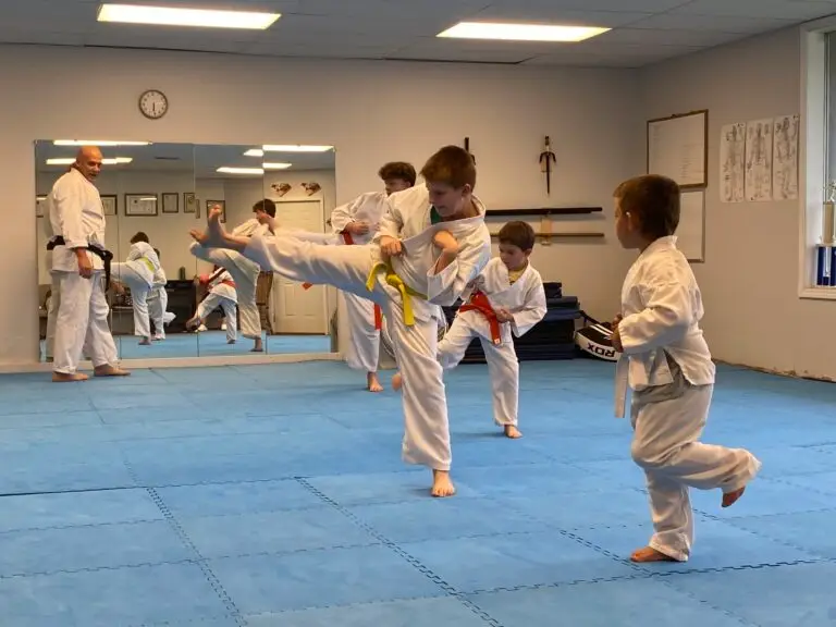 Image of Charlestown, Indiana Shotokan Karate students practicing.